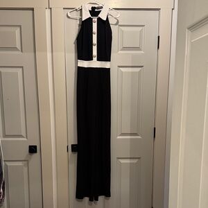 Elegant Black and White Sleeveless Jumpsuit